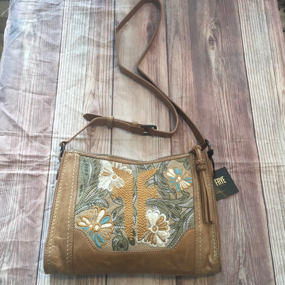 Frye Melissa embroidery zip leather crossbody NWT western cowgirl purse